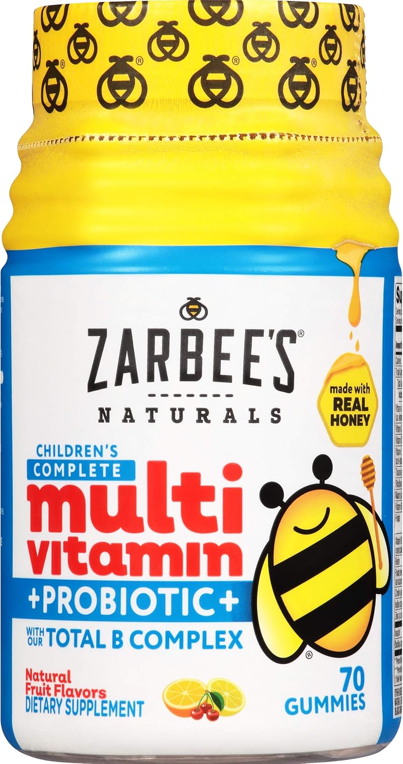 Zarbee's Naturals Children's Complete Multivitamin + Immune* Gummies, Mixed Berry Flavors, 70 Gummies: Health & Personal Care