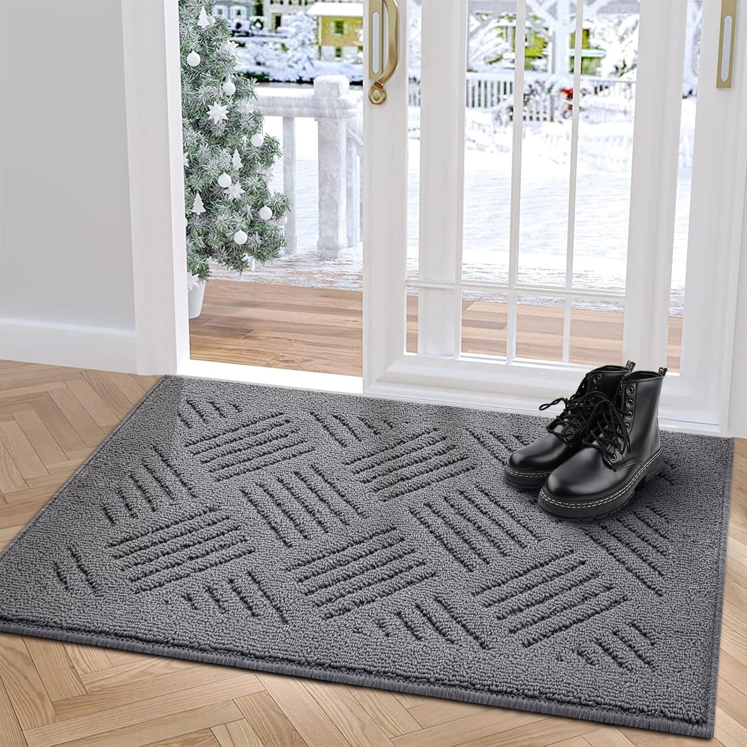 Rugs, Pads & Protectors - Front Back Door Mat Non-Slip Rubber Backing, Low-Profile Entrance Rugs, Absorbent Resist Dirt, Machine Washable Inside/ Indoor Doormat for Entryway(Grey, 20