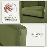 Yaheetech Velvet Barrell Chair Olive Green Upholstered Armchair view 7