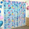 Bupelo Cartoon Birthday Party Supplies, 2 Pack Hawaiian Element Pattern Foil Fringe Curtains, Animation Themed Photo Booth Prop, Photo Backdrop, Streamers for Kids Cartoon Birthday Party Decorations