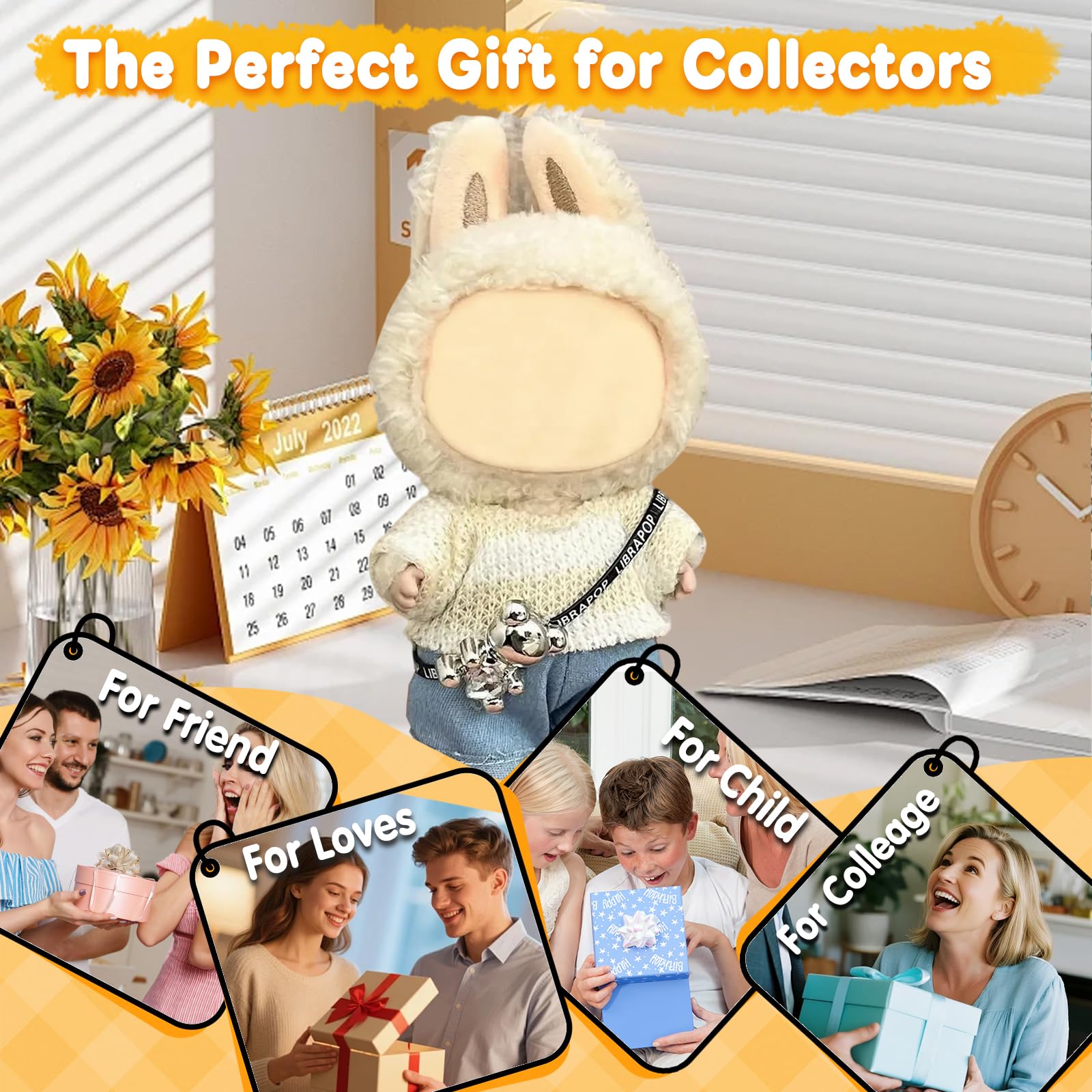 17cm Doll Clothes(NO Doll), Cute Dolls Outfit Accessories with Sweater + Denim Jeans + Pants, Small Kawaii Clothes Set for Dolls(Style 4)