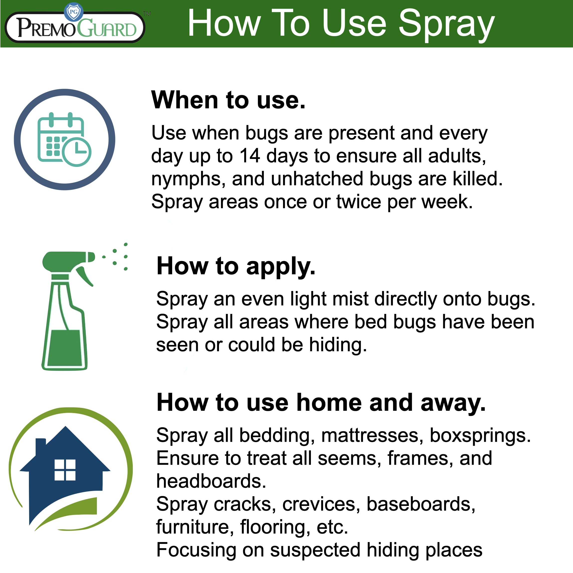 Travel Bed Bug & Mite Killer Spray by Premo Guard 3 oz – Child & Pet Safe – Fast Acting – Stain & Odor Free – Best Protection – Carryon Bag Approved