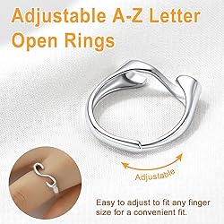 SILVERCUTE Adjustable Initial Rings for Women
