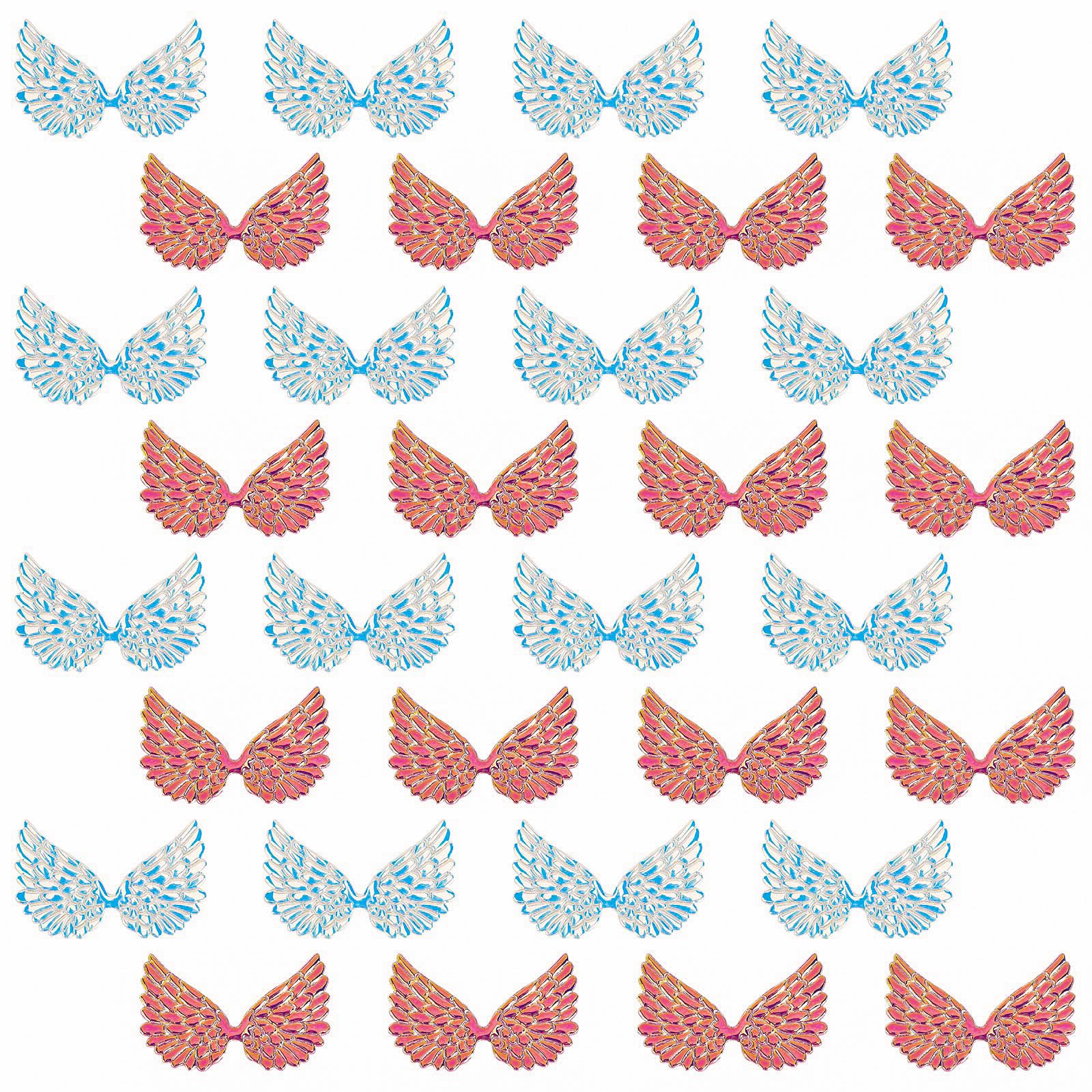 GORGECRAFT 40PCS 2.5 Inch Laser Angel Wings Fabric Embossed Patches Applique 2 Colors Mini Wings Crafts for DIY Craft Hair Accessories Decoration Clothing Ornament Supplies Shirts Jeans Craft Sewing