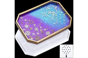 NiArt Large Octagon Shape Serving Tray Epoxy Resin DIY Casting Silicone Mold, Beveled Edge Rectangle Tabletop Rolling Plate Jewelry Holder Agate Art Craft Home Decor Office Ornaments Gifts Accessories