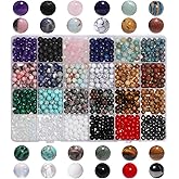 720pcs 6mm Natural Round Stone Beads Gemstone Crystal Loose Beads Smooth Bead for Bracelet Necklace Earring Jewelry Making Kit