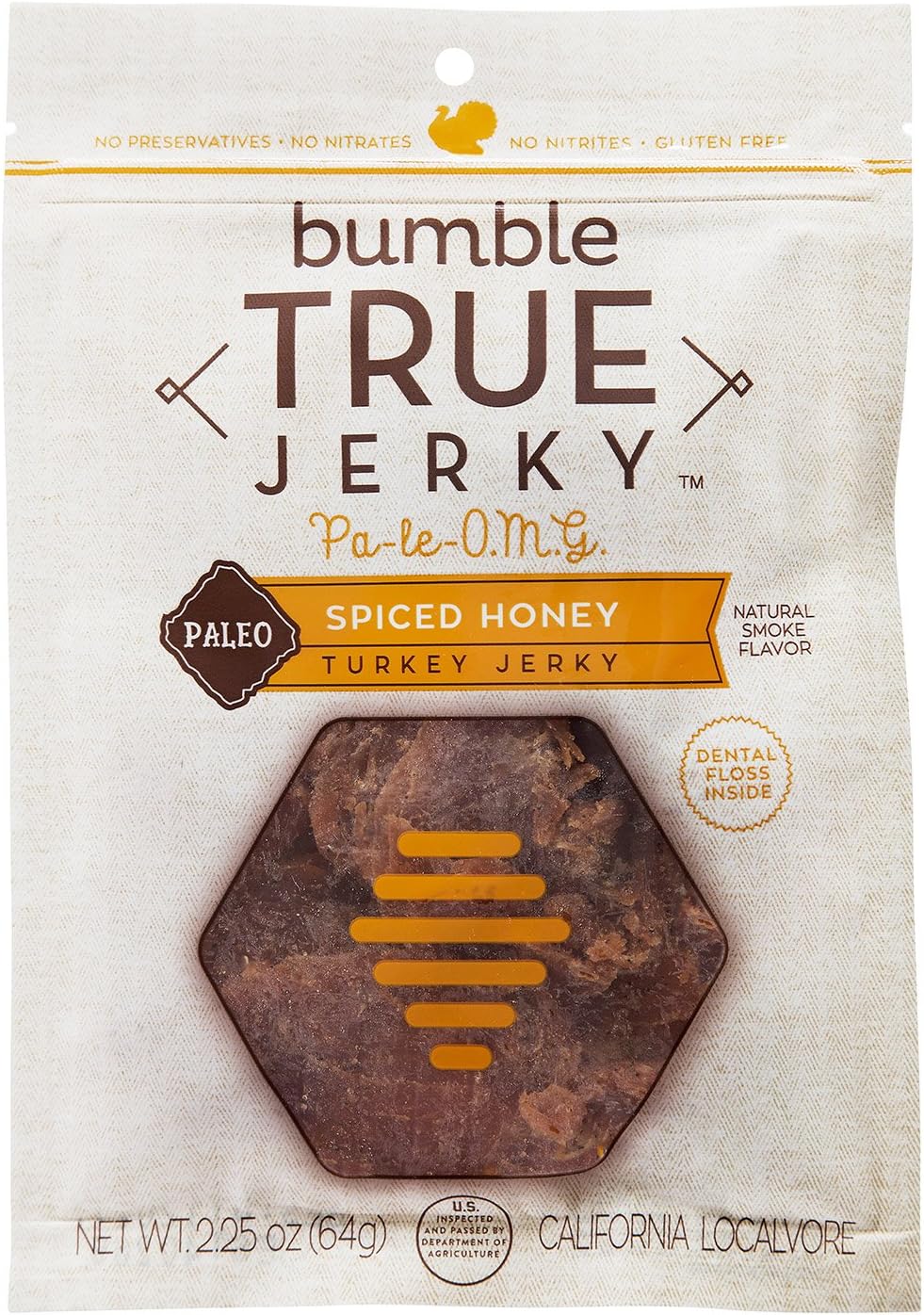 True Jerky, Pa-le-O.M.G. - Spiced Honey Paleo Turkey Jerky, 2.25 Ounce