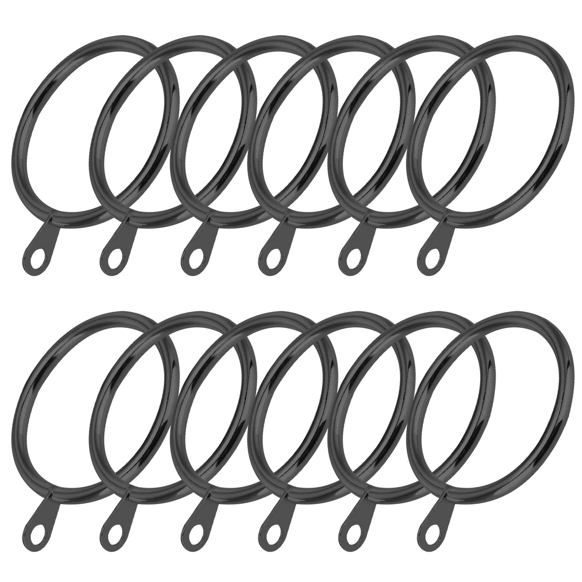 Pishi Metal Curtain Hanging Rings 30 mm Internal Diameter For Pole Rod Voile Net Black (20 Rings)
