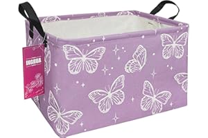 INGHUA Rectangular Storage Basket Fabric Organizer Bin for Toys,Books,Clothes,Gifts,Pets-Perfect for Home,Office,Nursery,Dorm,Shelf(Rec-butterfly )
