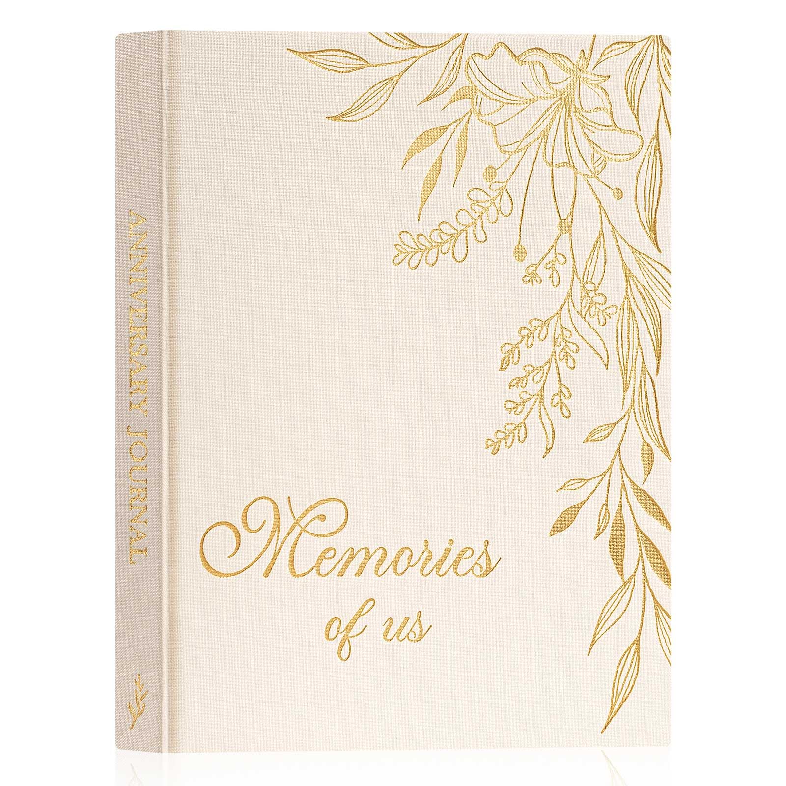 Lanpn Wedding Anniversary Journal Book - Linen First Year to 70th Wedding Scrapbook Notebook Memory Book Photo Album for Couples - Newlywed Marriage Journal Bridal Shower Gifts (Beige, 190 Pages)