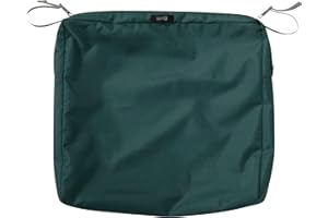 Classic Accessories Ravenna Water-Resistant 21 x 19 x 3 Inch Rectangle Outdoor Seat Cushion Slip Cover, Patio Furniture Chair Cushion Cover, Mallard Green, Patio Furniture Cushion Covers