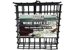 KRAKEN SUPPLY CO Vinyl-Coated Wire Bait Cage for Crab Traps Lobster Traps 6in X 6in X 3in (1)