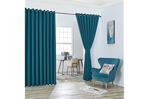Warm Home Designs Extra Large 2 Blue Teal Wall to Wall Curtains 108" x 120" Each with 2 Matching Tie-Backs. Total Width is 216 Inches (18 feet). Great as Room Dividers or Partitions. N Teal Wall 120"
