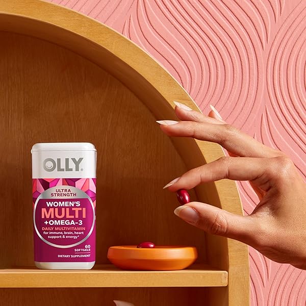 OLLY ULTRA WOMEN’S MULTI SOFTGELS, OVERALL HEALTH AND IMMUNE SUPPORT, OMEGA-3S, IRON, VITAMINS A, D, C, E, B12, DAILY MULTIVITAMIN, 30 DAY SUPPLY – 60 COUNT