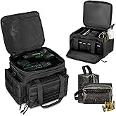 GOBUROS Gun Range Bag for 4 Handguns,Tactical Pistol Range Bag with 2 Ammo Storage Pouches & 6x Magazine Slots, Gun Duffle Bags with Lockable Zipper for Shooting Range Outdoor Hunting