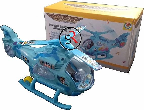 Helicopter Hunting Aviation Aircraft Bump n Go Battery Operated Toy for Kids Children Amazing Sound and Lights with Revolving Blades
