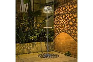 SUCUY Outdoor Floor Lamps Solar Powered - 2 in 1 Waterproof Standing Lamp with Shelf, Metal Solar Lights Garden Decor Outside Table Lamp for Patio, Yard, Balcony, Farmhouse Decorations (49.2 inches Tall)