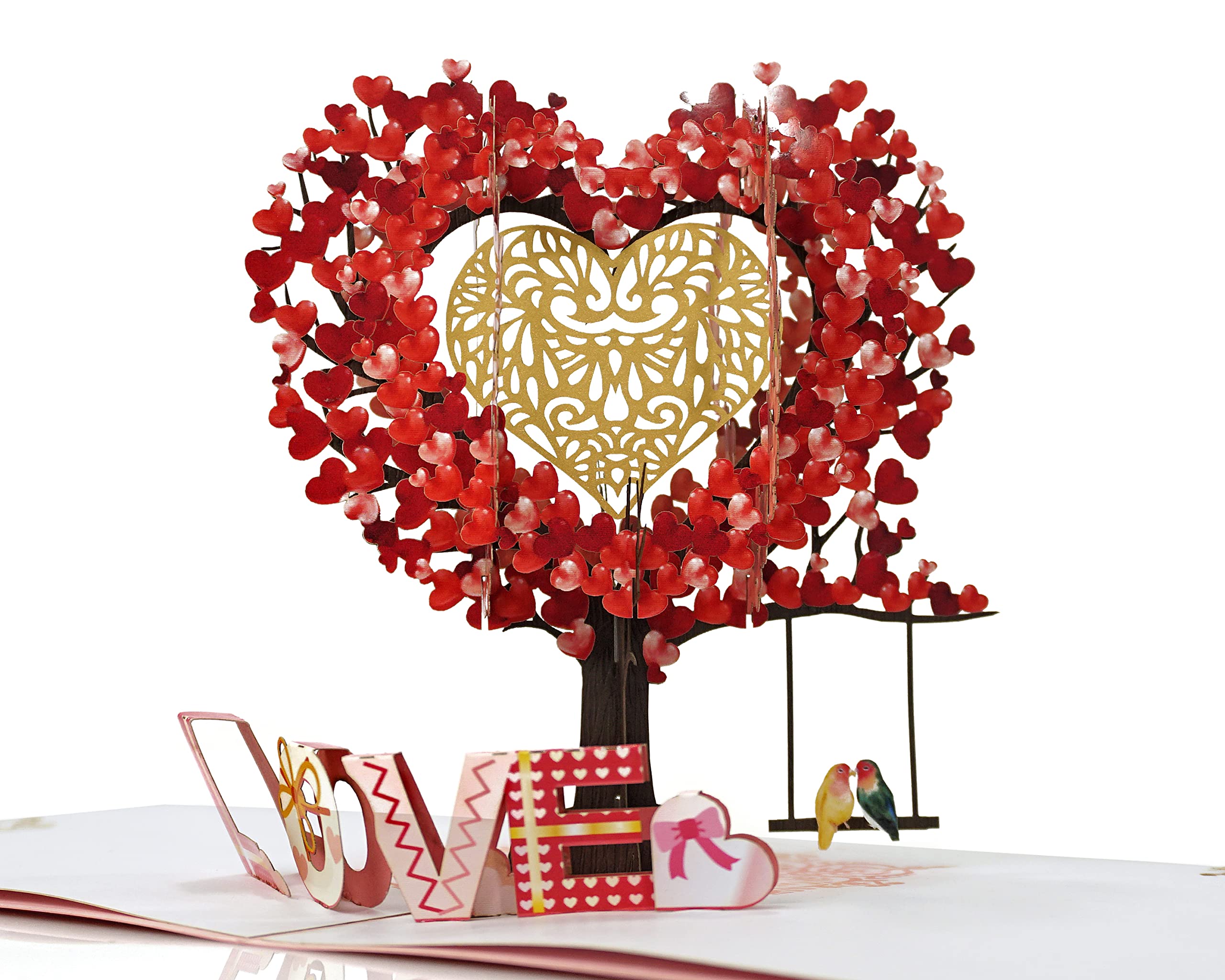 Love birds in Love tree Pop Up 3D Card. Romantic surprise greeting card for Her, Girlfriend, Wife,Him, Boyfriend,Husband. Perfect for Valentine’s Day, Birthday’s, Thank you 15cmx15cm