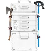 2 Pack Long Handle Tool Holder Compatible with ToughBuilt StackTech Tool Box, Quick-Release Clamp Mount for Axe, Shovel, Extension Pole &amp; Conduit Bender