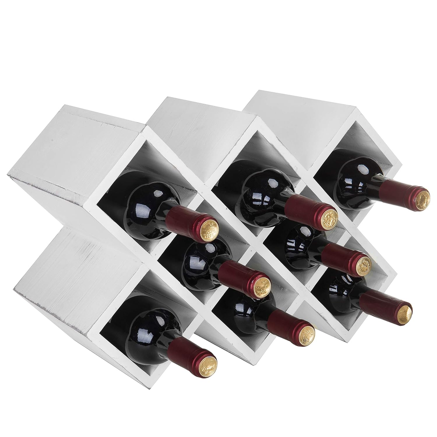 MyGift Countertop Burnt Wood 8Bottle Wine Rack Wine Racks &
