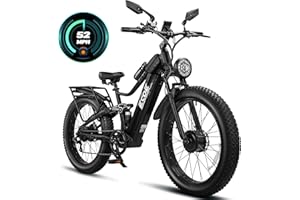 EcoE 6000W/5000W Dual Motor Electric Bike for Adults 52MPH with 60V32A, 26x4 Fat Tire All Terrain Ebikes, Full Suspension E Bike, SHM 7-Speed Gear Electric Bicycle