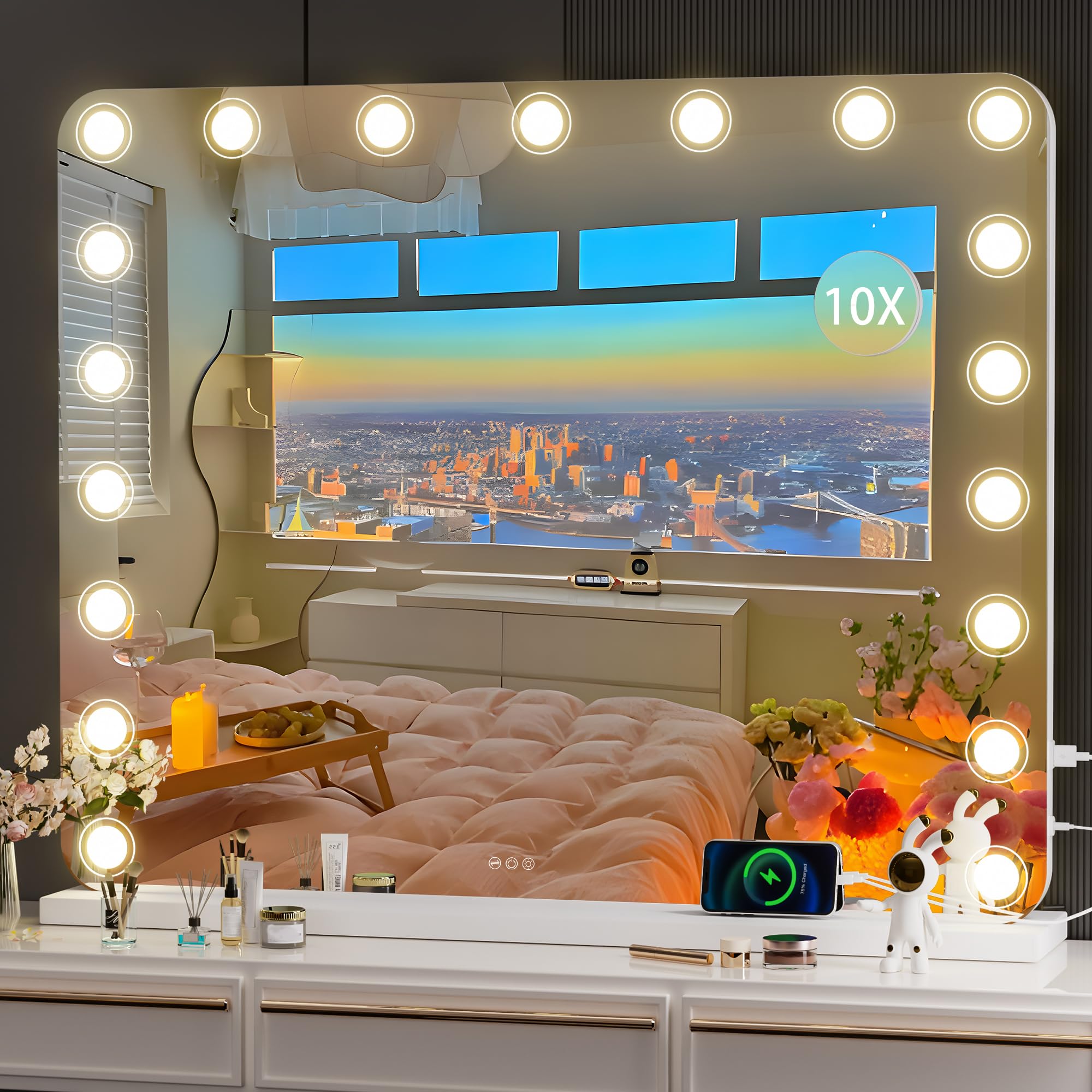 Hasipu Vanity Mirror with Lights, 40" x 32" Makeup Mirror, Light up ...