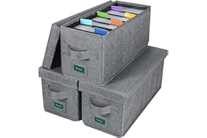 T WAVETREE TWAVETREE CD Storage Box with Lid Pack of 3, Practical CD Case Holder Organizer with Index Labels, 14.6 x 5.7 x 6.1 Inches CD Storage Case to Store up to 105 CDs Jewel Cases, and 579 Discs- Grey