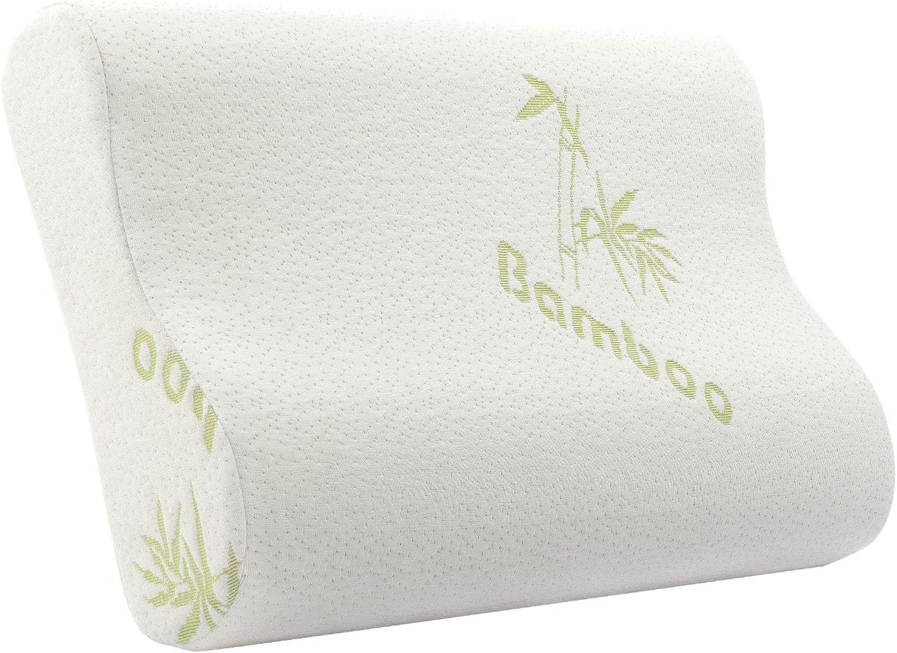 Tempcore Bamboo Memory Foam Pillow Contoured Support Pillow for Sleeping Comfortable Pillow with Bamboo Cover