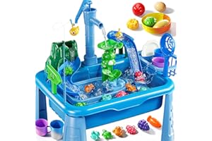 KIZONLY Water Table for Toddlers 1-3- Kids Play Sink with Pump and Running Water, Water Table for Kids Ages 4-8 with Fishing Games, Summer Outside Sensory Gift Toys for Boys and Girls 2 3 4 5 6 7 8