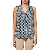Jones New York Women's Printed Moss Crepe Sl V Nk Pleat Front S