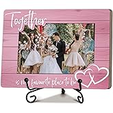 Together is My Favorite Place to Be Wooden Picture Frame, 4 x 6 Inch Pink Tabletop Frame with Heart Design, Couple Gift, Anniversary Keepsake, Valentine's Day Gift for Him Her, Home Office Decor-A22