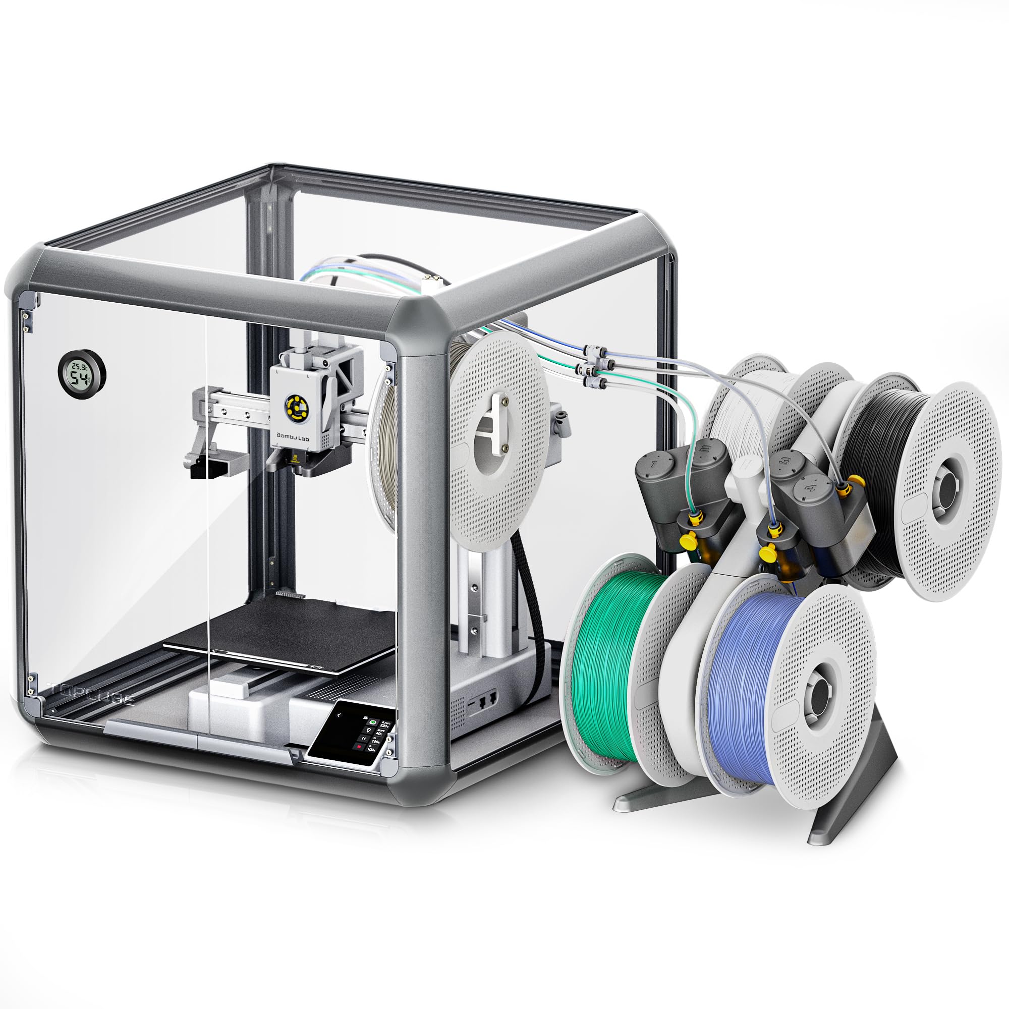 Photo 1 of TOPCUBE 3D Printer Enclosure for Bambu Lab A1 Mini, 360° Transparent Acrylic Enclosure with LED Light, Odor Isolation Noise Reduction Constant Temperature 3D Printer Cover Box, 460x460x460MM