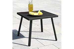 C-Hopetree Small Metal Outdoor Coffee Side Table for Outside Patio, Square, Black