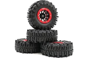 hobbysoul 4pcs RC 2.2 Mud Slingers Tires Soft Sticky Tyers Height 124mm & 2.2 Beadlock Wheels Rim Hex 12mm for RC Crawlers Truck Upgrade