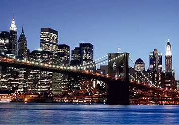 AG Design FTS 0107 Brooklyn Bridge New York, Papier Fototapete - 360x254 cm - 4 teile, Papier, multicolor, 0,1 x 360 x 254 cm