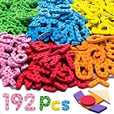 192 Pcs Magnetic Letters Numbers 9 Color(With Pattern Blocks,Symbols) Foam Set, Alphabet Magnets Gift for Preschool Kids Chil