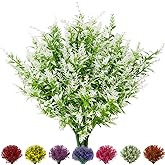 NOV FIRE Artificial Outdoor Lavender Flowers,10 Bundles Artificial Flowers Outdoor,UV Resistant Fake Flowers,Outside Faux Plastic Flowers Shrubs for Indoor Outside Decorations(White)