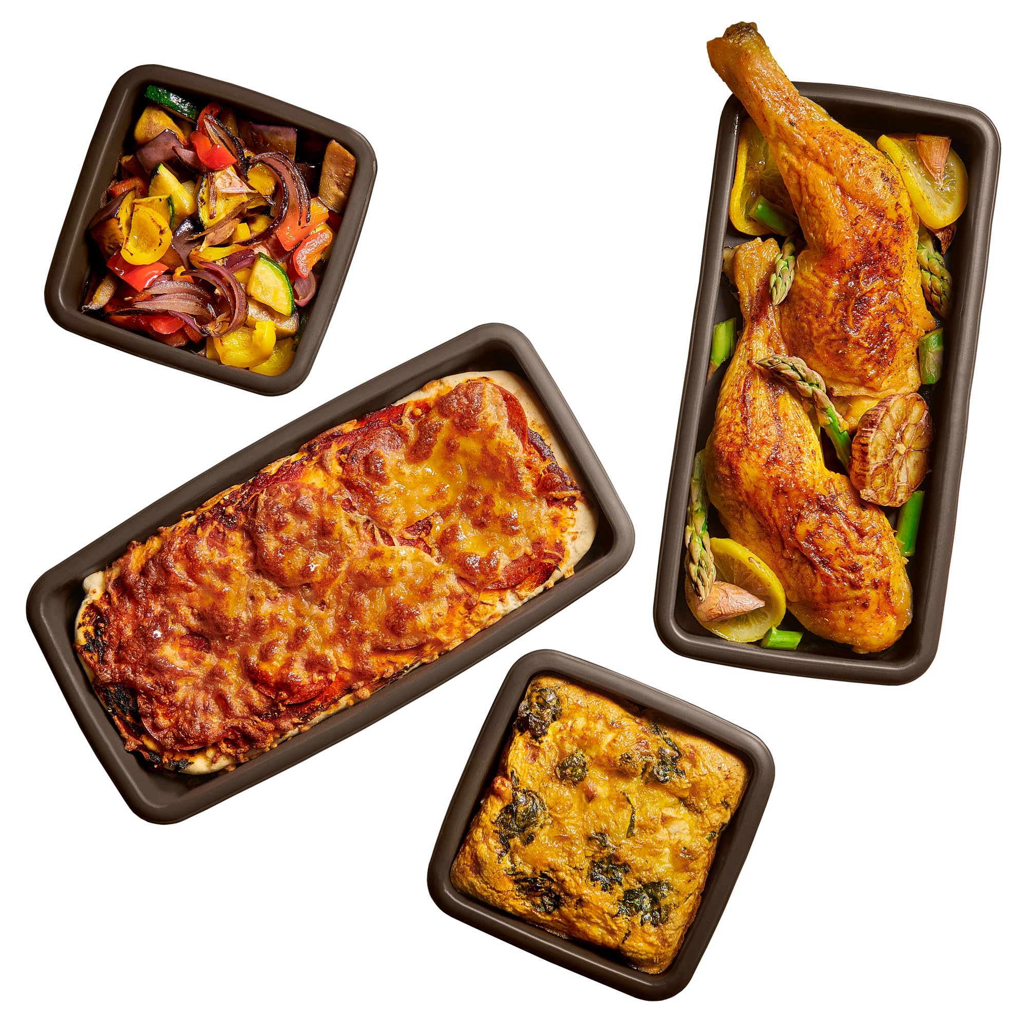 Lurch FlexiForm FlexiBlech 85043 Casserole Dishes/Baking Moulds in Sizes 11 x 11 x 3 cm and 11 x 24 x 3 cm Premium Platinum Silicone Brown