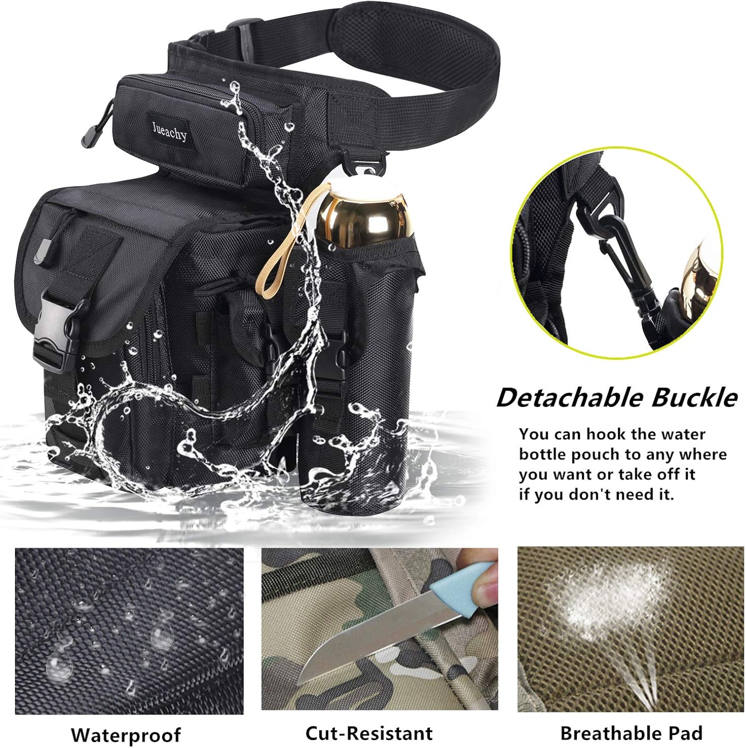 Drop Leg Bag for Men Tactical Metal Detecting Thigh Pack with Water Bottle Pouch : Clothing