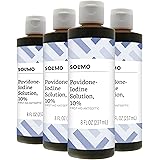 Amazon Brand - Solimo 10% Povidone Iodine Solution First Aid Antiseptic, 8 Fluid Ounce (Pack of 4)