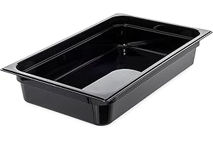 Carlisle FoodService Products Storplus Full-Size Plastic Food Pan, Food Storage Container, for Catering, Buffets, Restaurants, Polycarbonate, Full Size, 4 Inches Deep, Black, (Pack of 6)