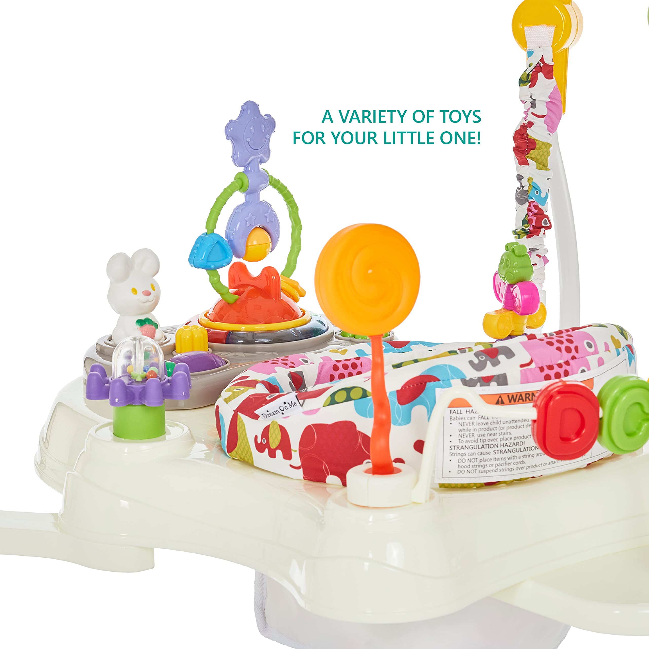 Dream On Me Zany 2-in-1 Activity and Center Bouncer in Elephant Print