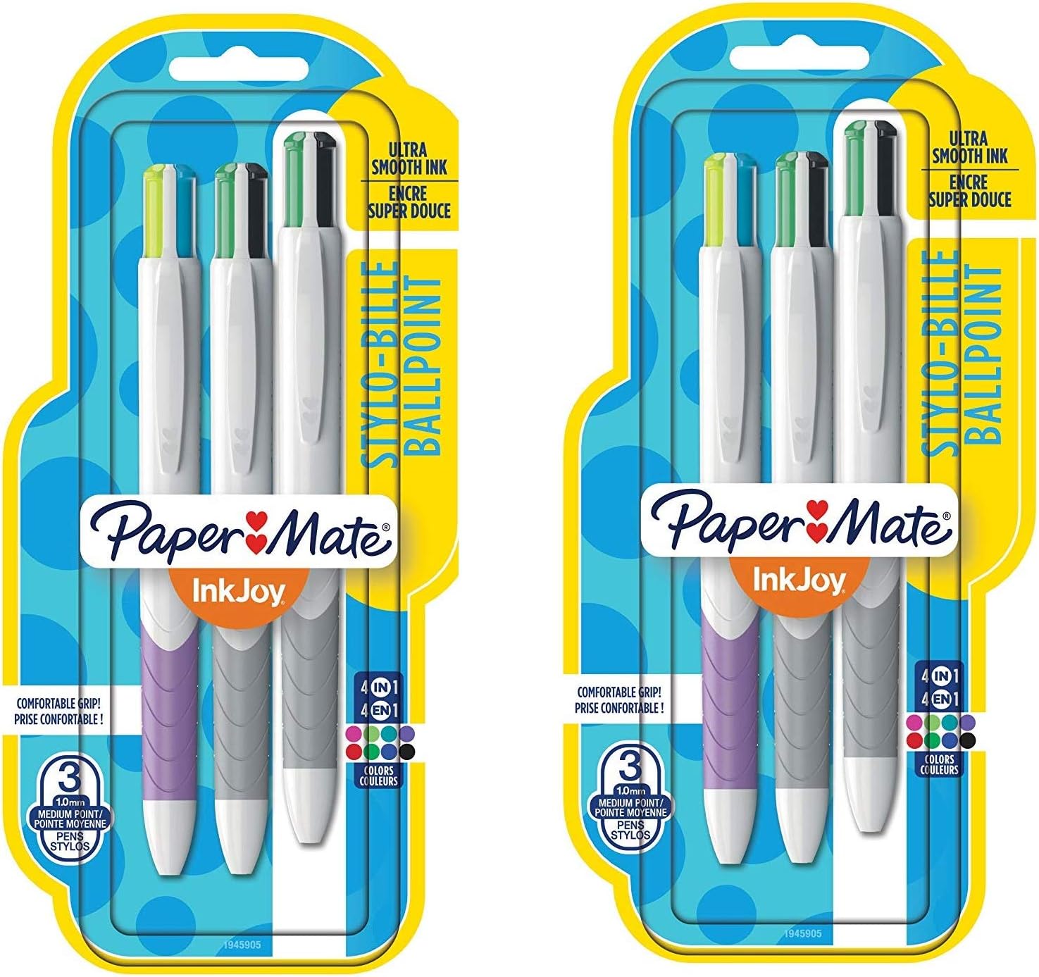InkJoy Quatro Retractable Ballpoint Pens, Medium Point, Assorted, (1945905), 3 Pack