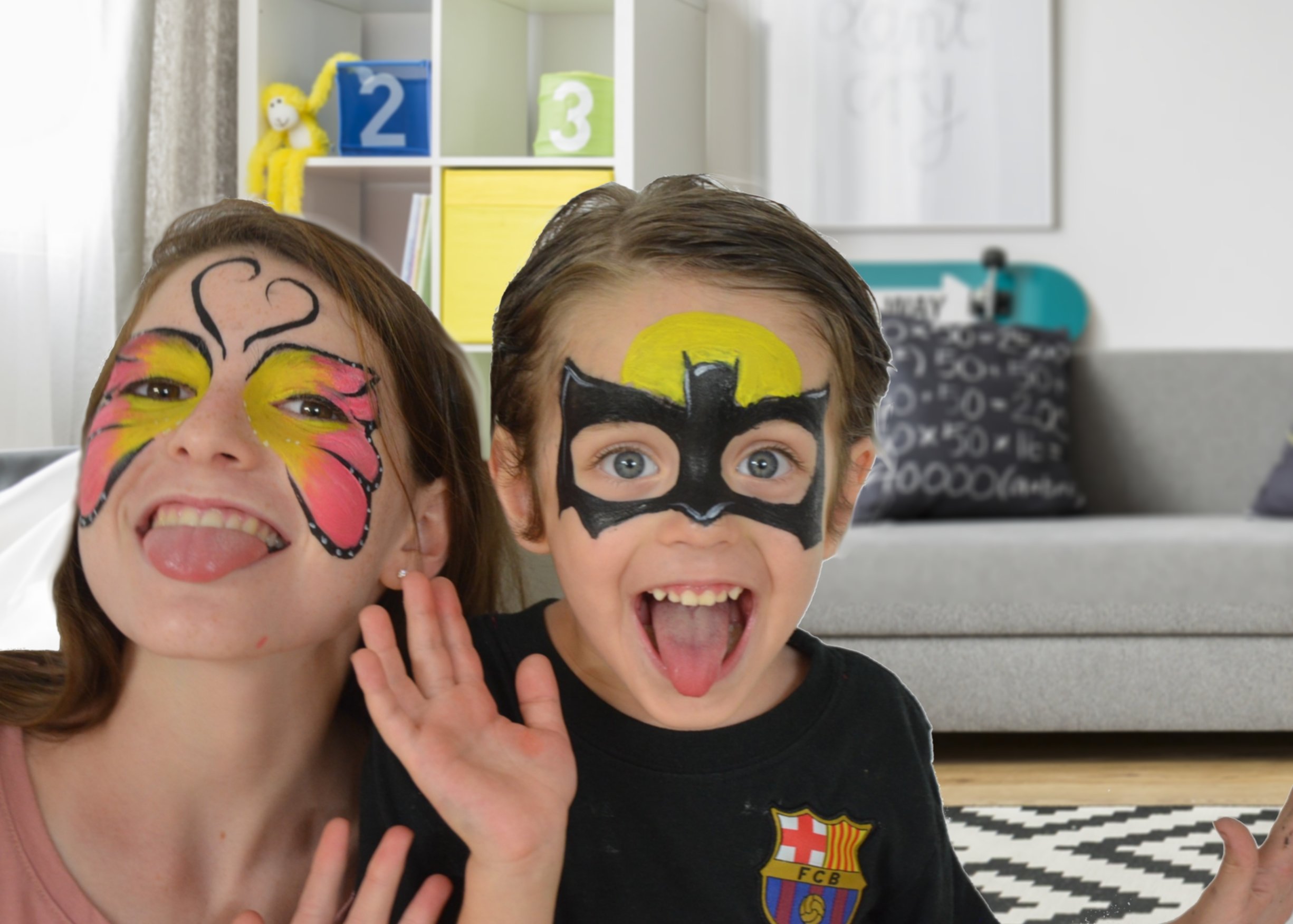 Face painting kits. Free 40 Stencils Included. Use for Body Painting,Birthday, Halloween or Kids Makeup Parties.Our Face Paint Kit Contain Palette 8 Colors, Glitter,Brushes & Sponges