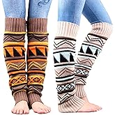 Knitted Leg Warmer for Women, 2 Pairs Knit Boot Socks Stocking Footless Yoga