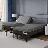 EGOHOME Split King Adjustable Bed Frame and 12 Inch Memory Foam Mattress, Wireless Remote Head and Foot Incline, 12 inch Legs, Zero Gravity