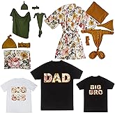 DOB Baby Mommy and Me Robe, Swaddle, Hat Bow Bundle - Honey Color Baby Swaddle, Hat and Bow Set for Baby Boy or Girl, XX-Large