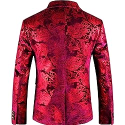 WULFUL Mens Floral Suit Jacket Slim Fit Stylish