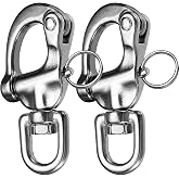 Swivel Eye Snap Shackle 316 Stainless Steel Quick Release Shackle 2Pcs | Swivel Shackles,Snap Shackles Sailing Halyard, Clevis Swivel Eye Snap Shackles for Sailing Rigging Shackles