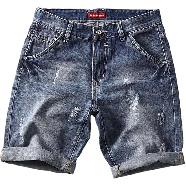 Leesechin Men's Slim Fit Stretch Denim Shorts Ripped Skinny Jean Shorts For Men Fashion Straight Comfort Flex Waist Short